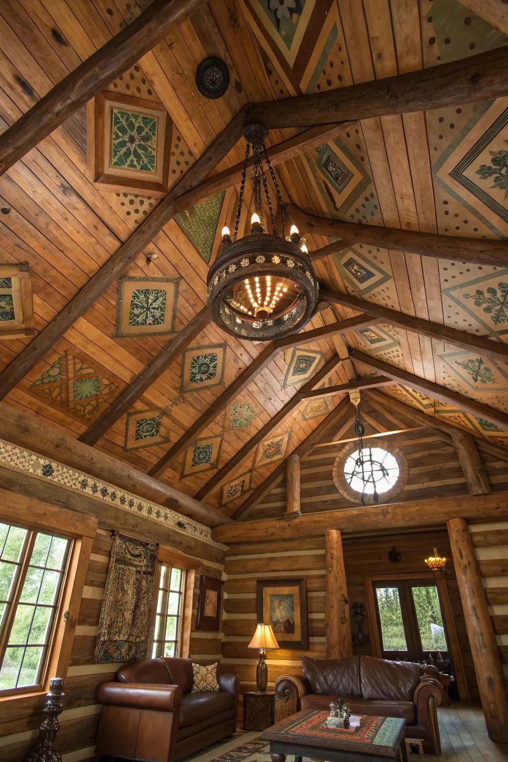 Reclaimed wood ceilings bring character and history, adding unique charm to your cabin.