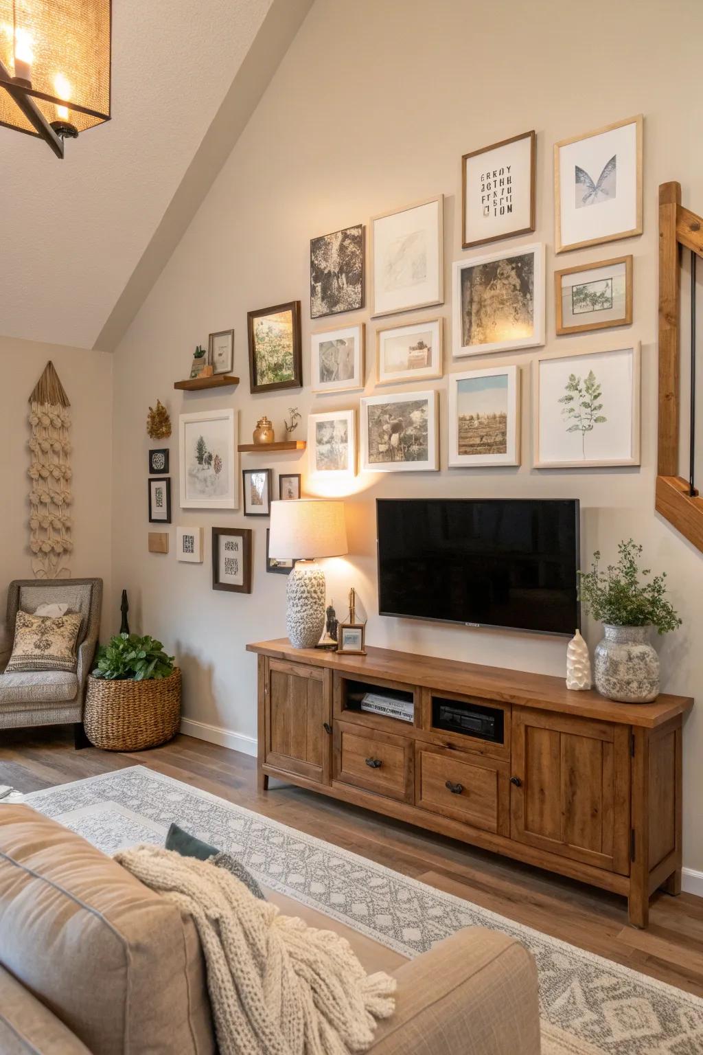 Create a personal gallery with your favorite mementos for a truly unique space. 🖼️ #PersonalTouch #DecorInspo