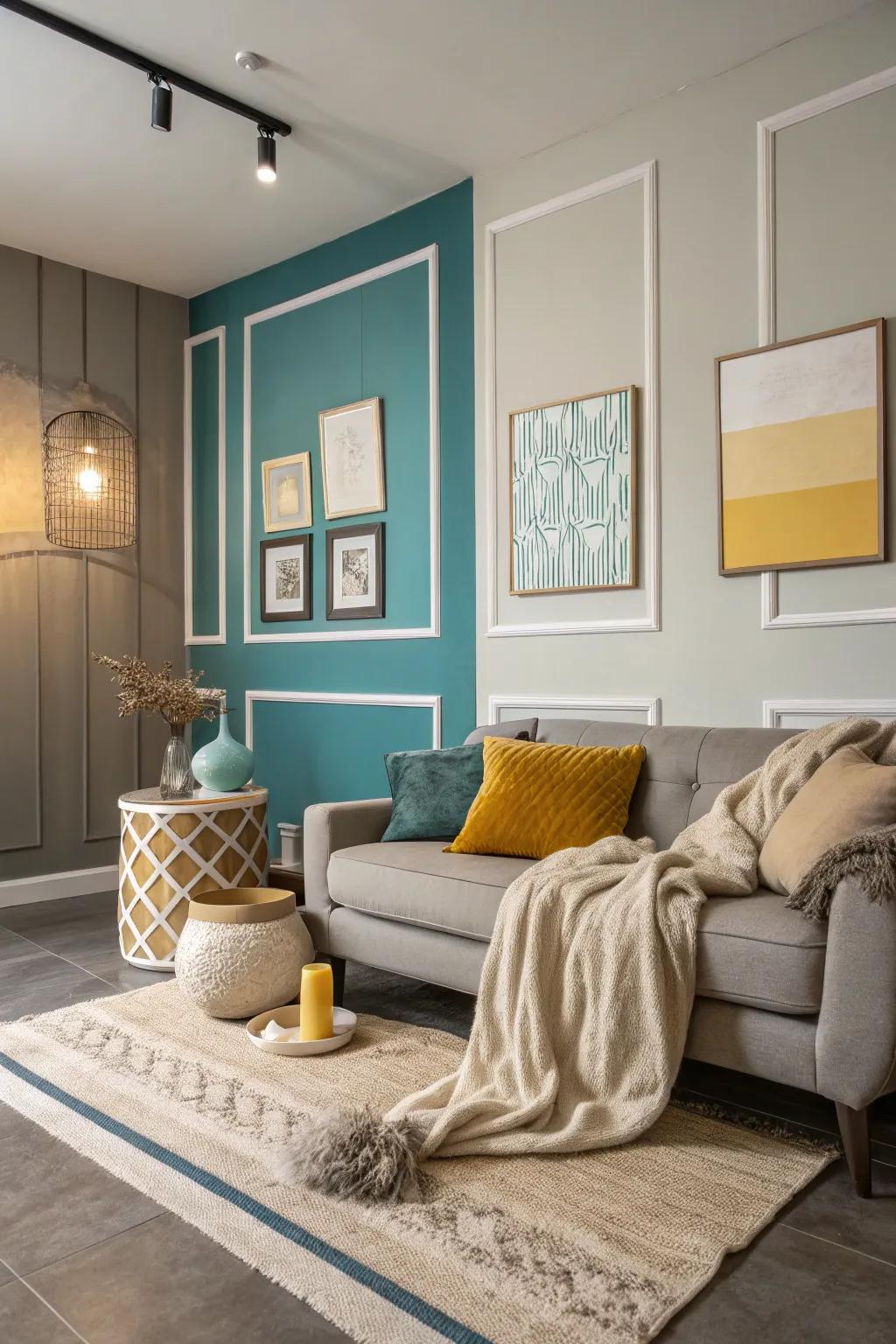 Muted tones paired with bold accents create a sophisticated and exciting look.