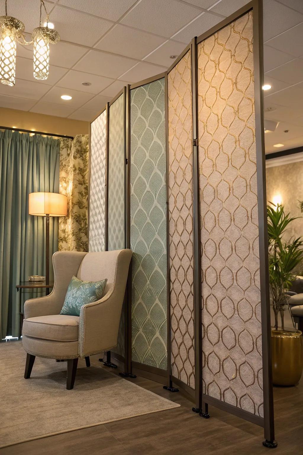 Enhance both acoustics and aesthetics with textured fabric panels. 🎨 #SoundproofStyle #TexturedBeauty