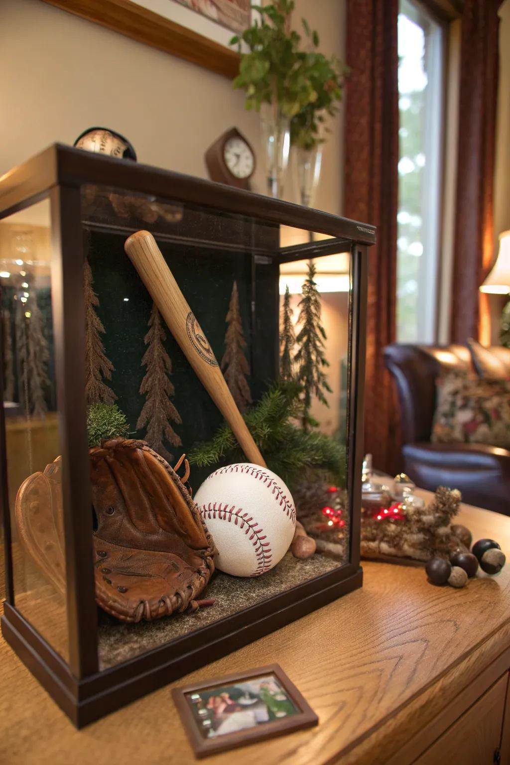Celebrate the changing seasons with a shadow box that evolves with your baseball journey.