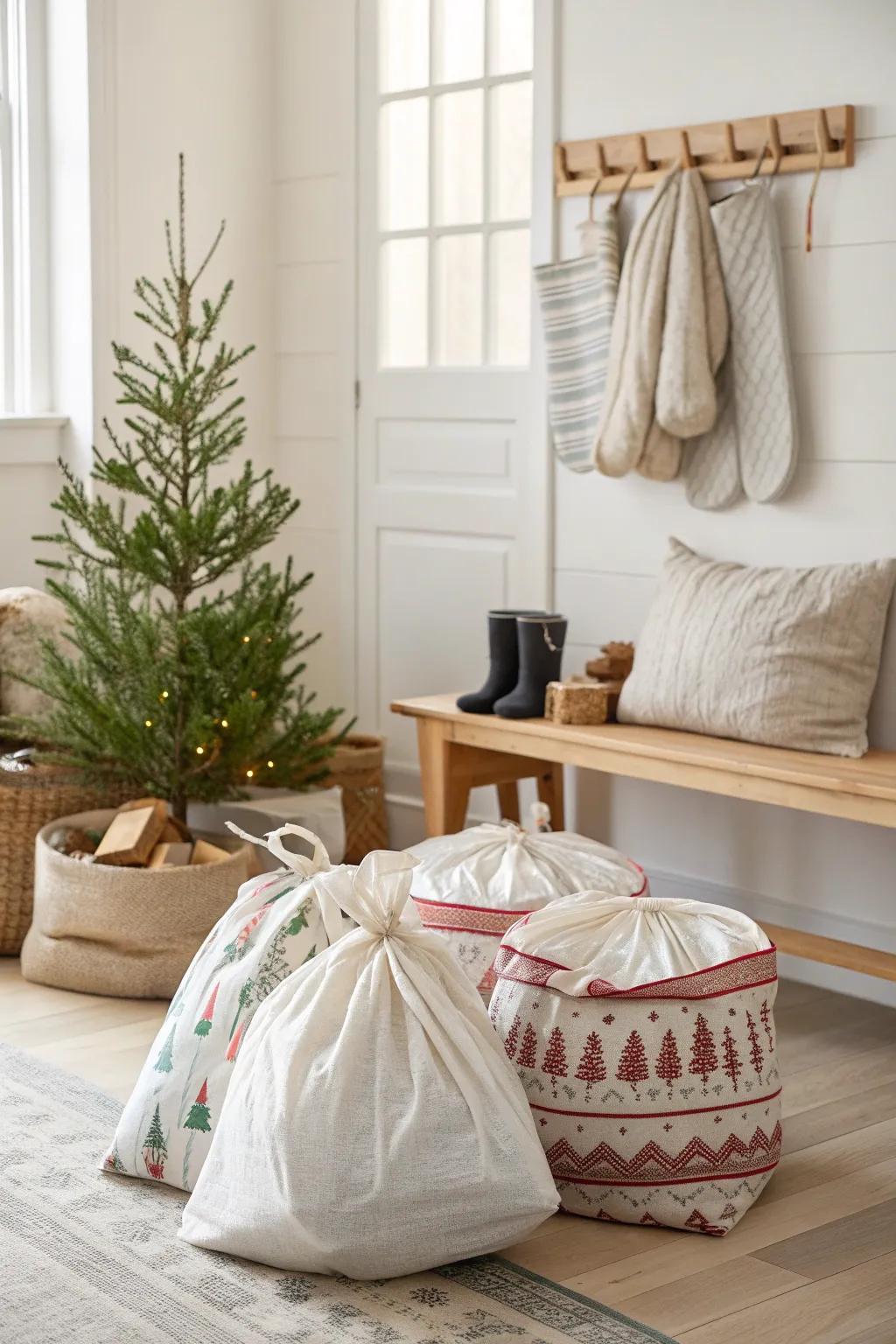 Conquer bulky holiday items with space-saving vacuum storage bags.