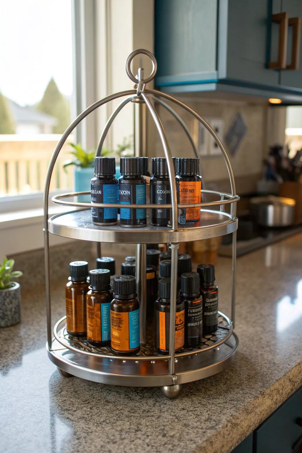 Spin your way to easy access with a rotating carousel. 🔄 #HomeOffice #EssentialOilLover