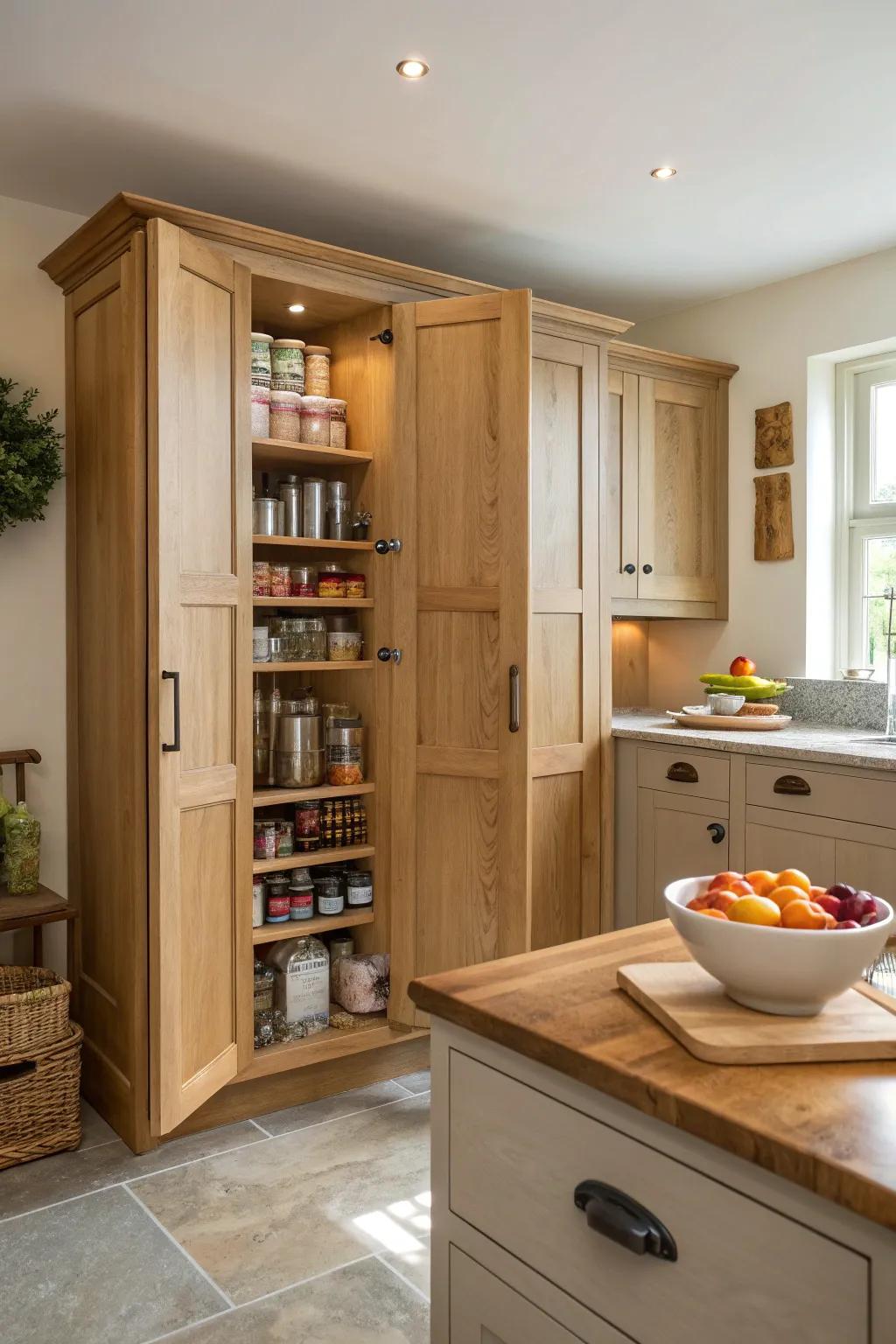 Seamless integration with a pantry cabinet that complements your kitchen's built-in look.