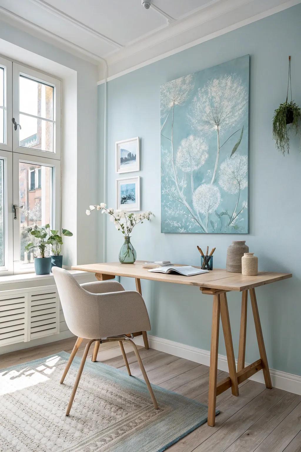 Art adds a splash of inspiration to your workspace.