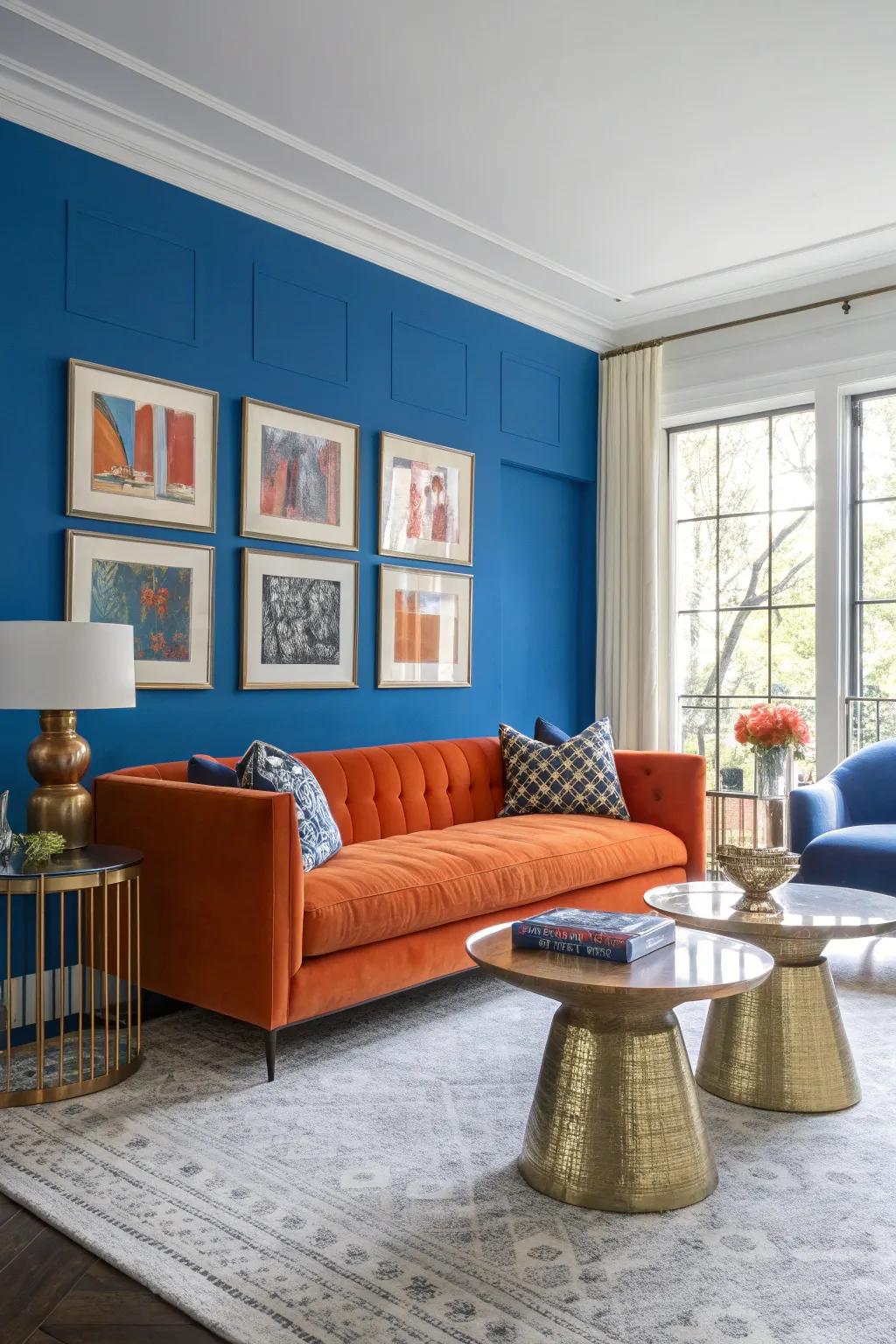 Make a bold statement with a vibrant accent wall that energizes your living room.