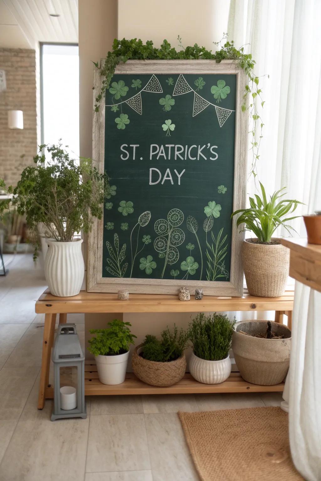 Celebrate St. Patrick's Day with a vibrant splash of green on your chalkboard.