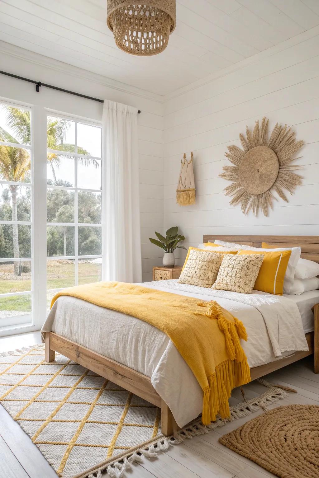 Infuse your bedroom with sunshine using cheerful yellow accents. 🌞 #YellowDecor #HappyHome
