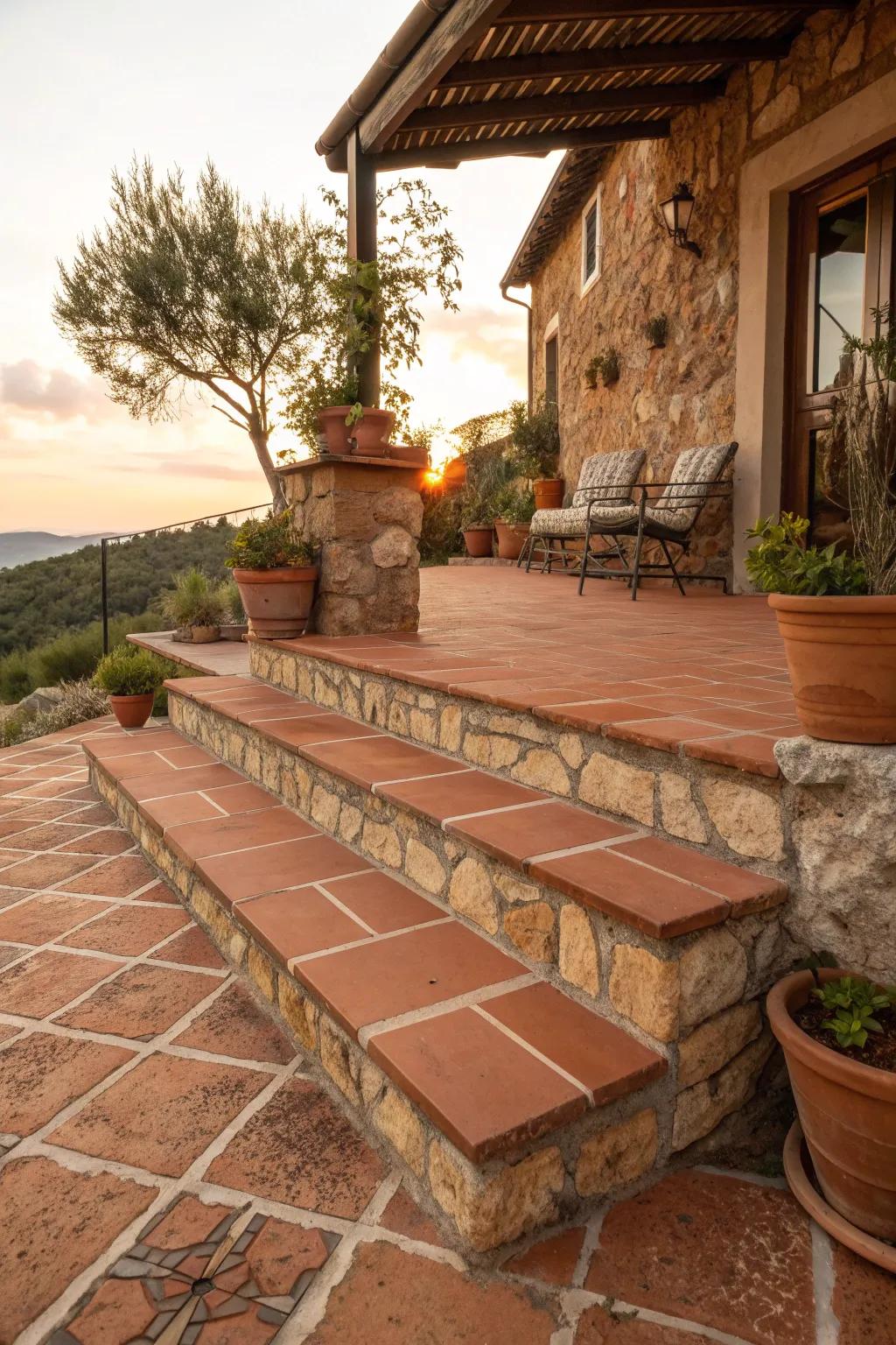 Add a cozy, Mediterranean touch with terracotta tiles on your foundation.