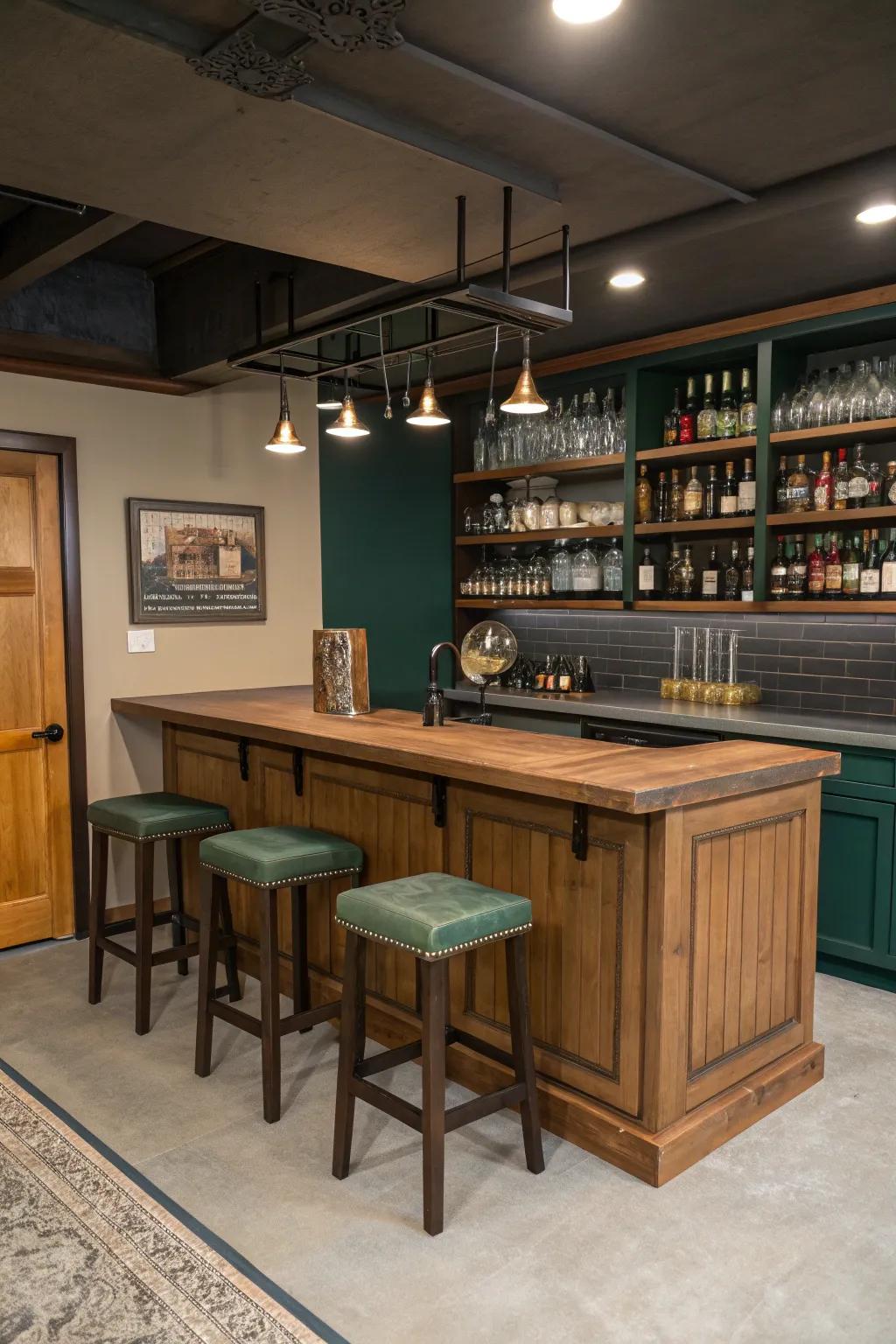 Entertain in style with a chic mini bar right in your garage.