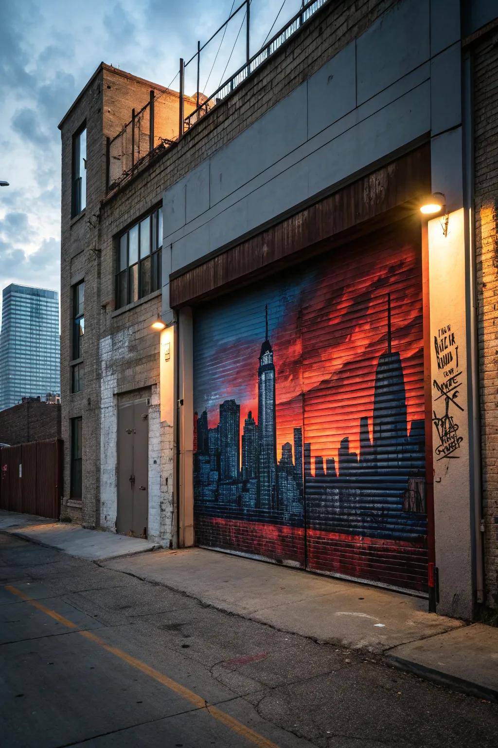 Celebrate transformation with a mural that reimagines urban elements into visionary art.