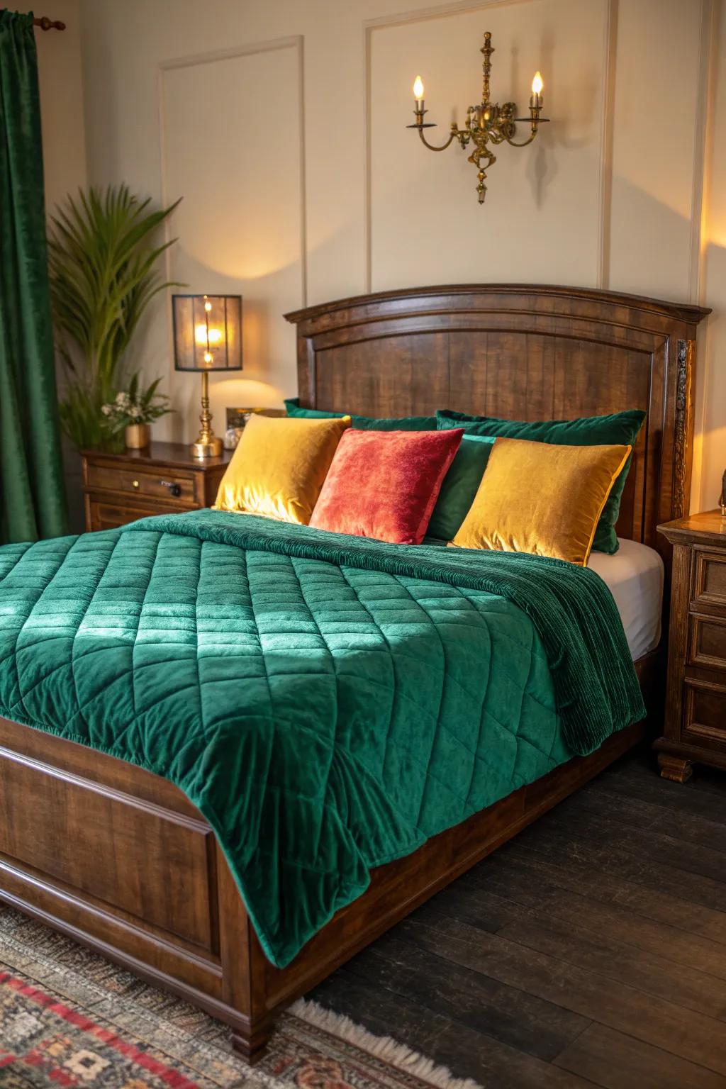 Velvet adds elegance to your bedroom, creating a luxurious feel.