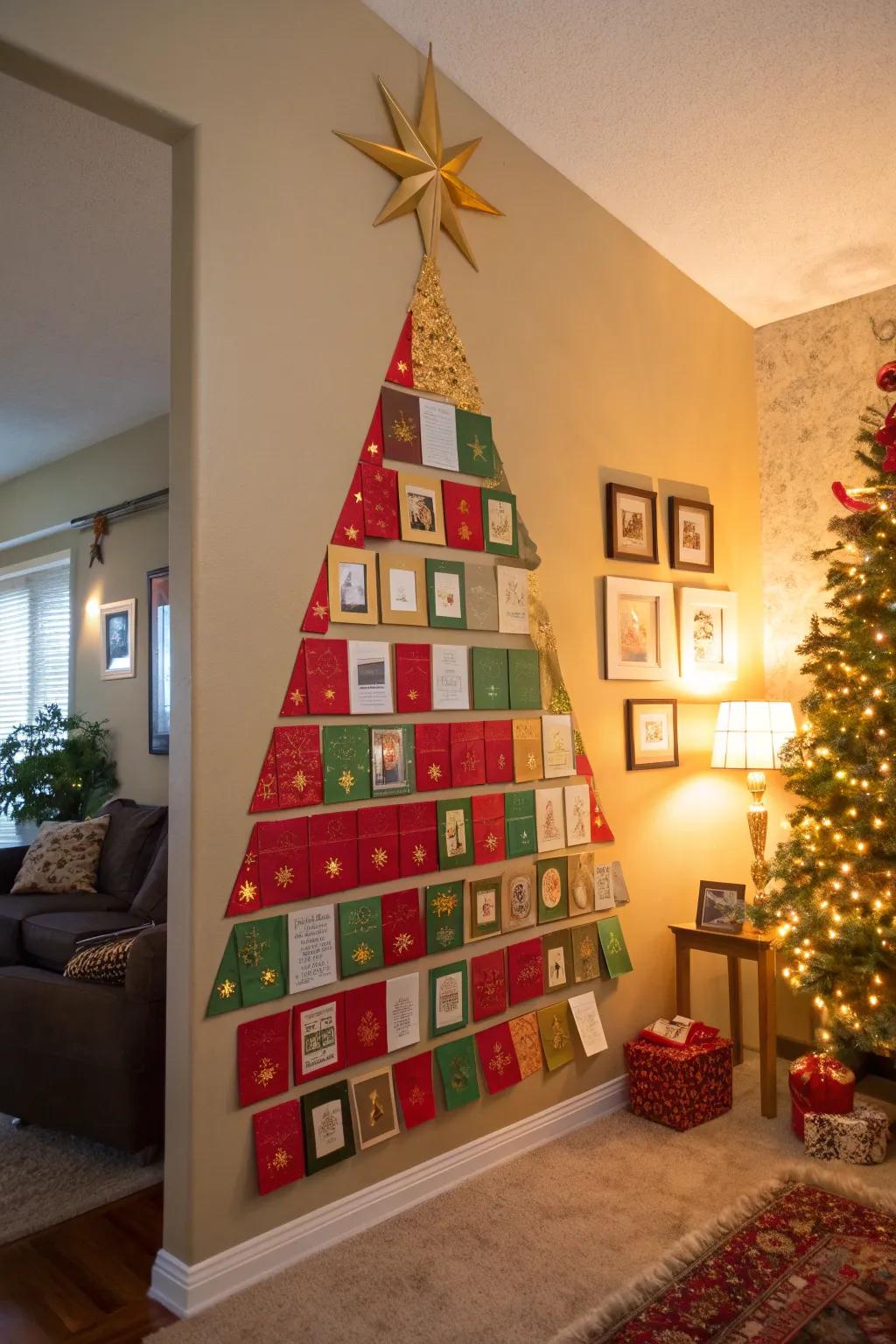 Share the joy of the season with a holiday card wall tree that adds a personal touch to your decor.