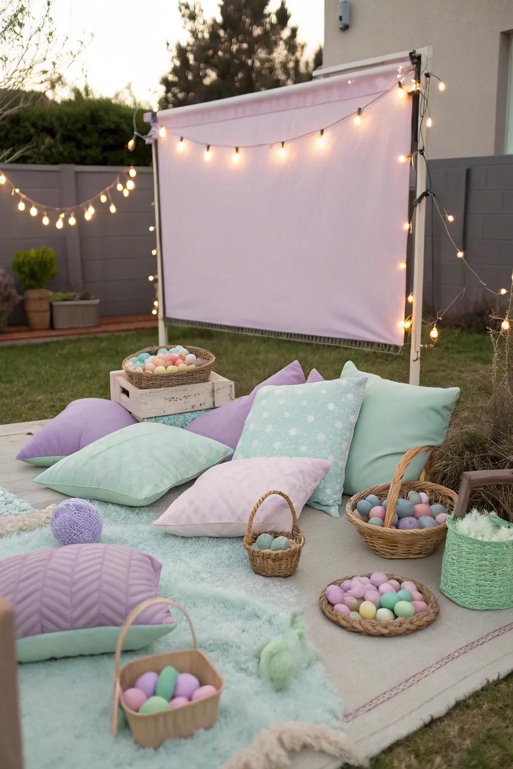 End your Easter celebration with a movie night under the stars, where coziness meets cinematic magic.