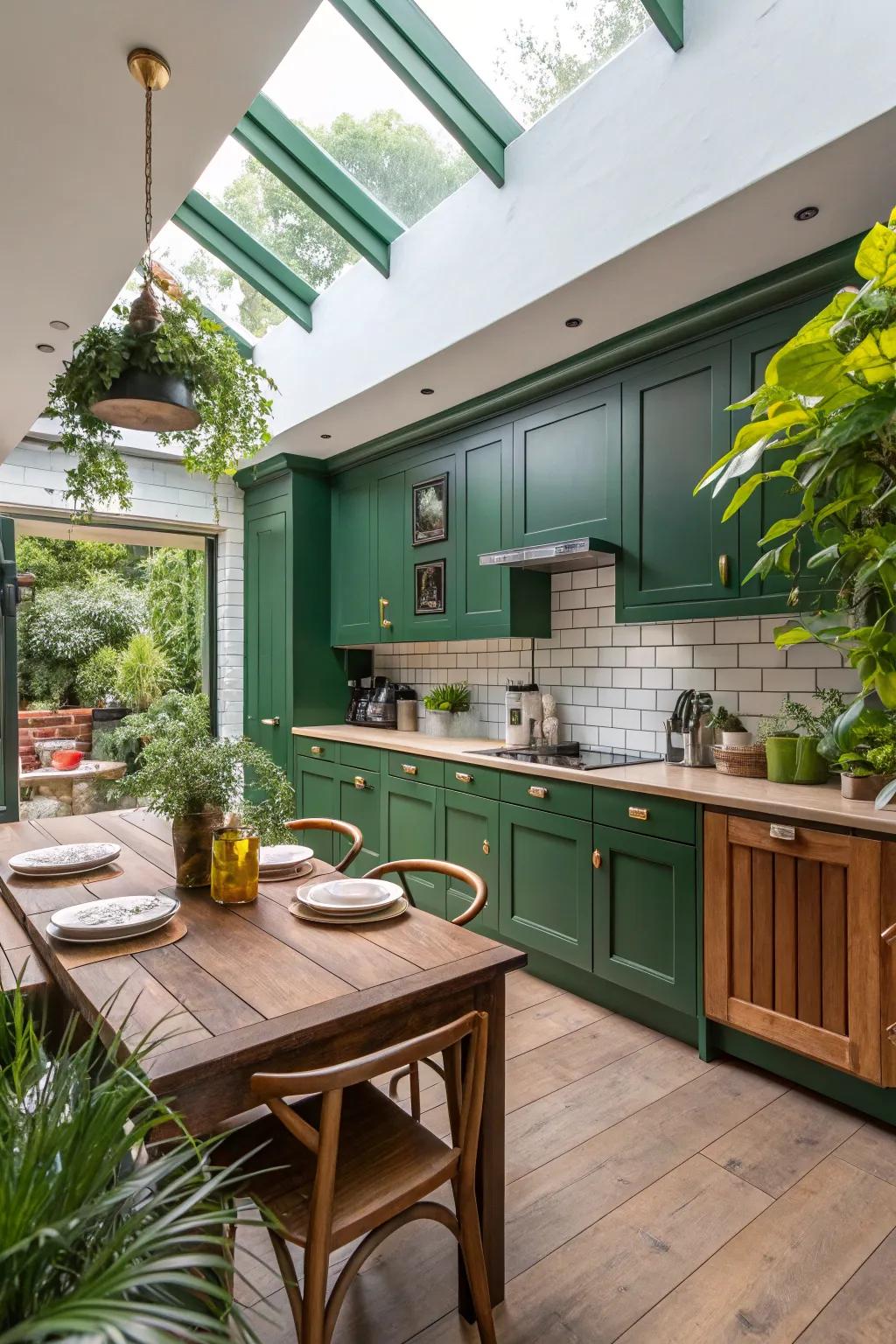 Skylights flood your kitchen with natural light, enhancing its beauty.