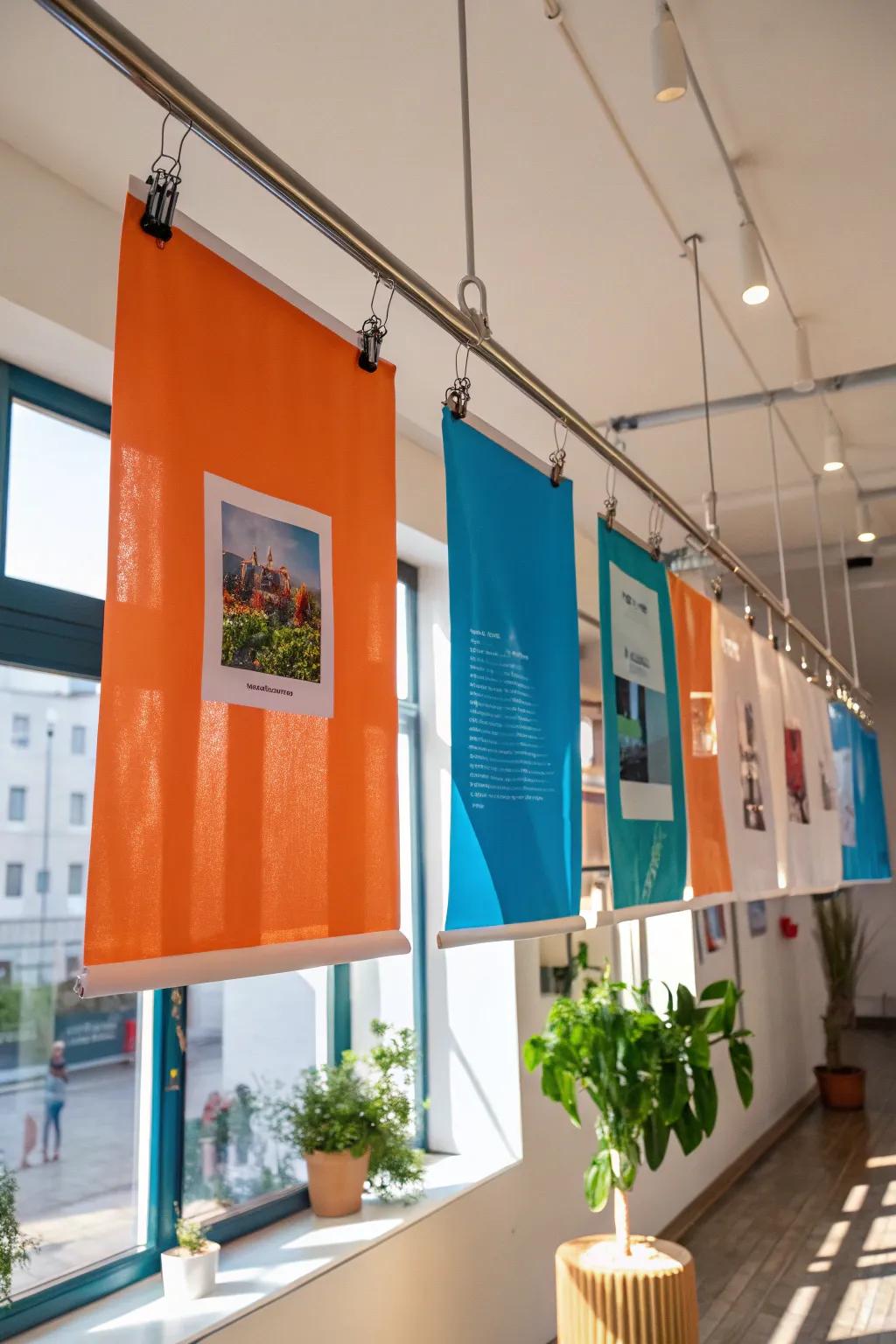 Maintain a polished look with elegant hanging rails for your poster displays.