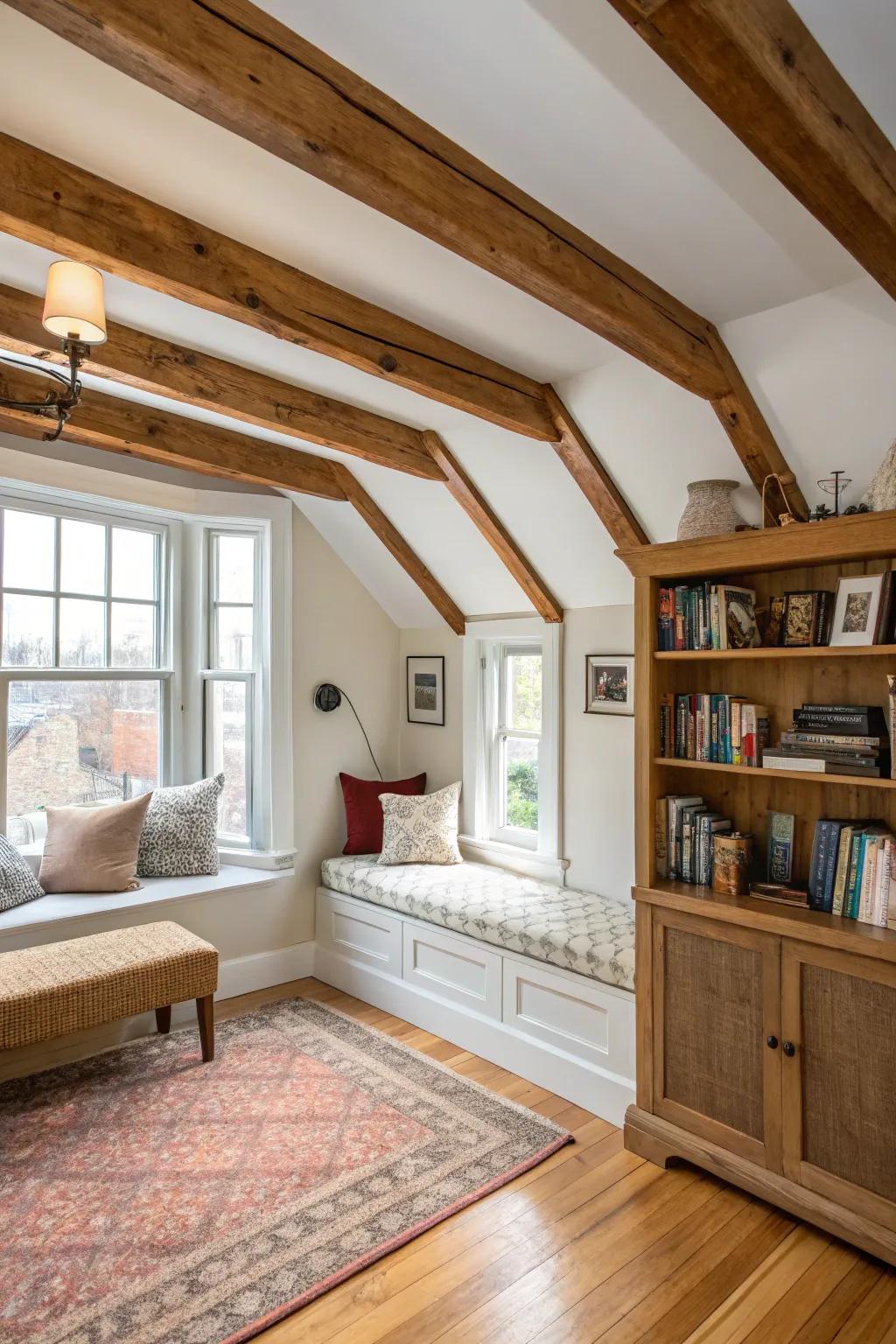 Classic wooden beams create a warm and inviting atmosphere in any home.