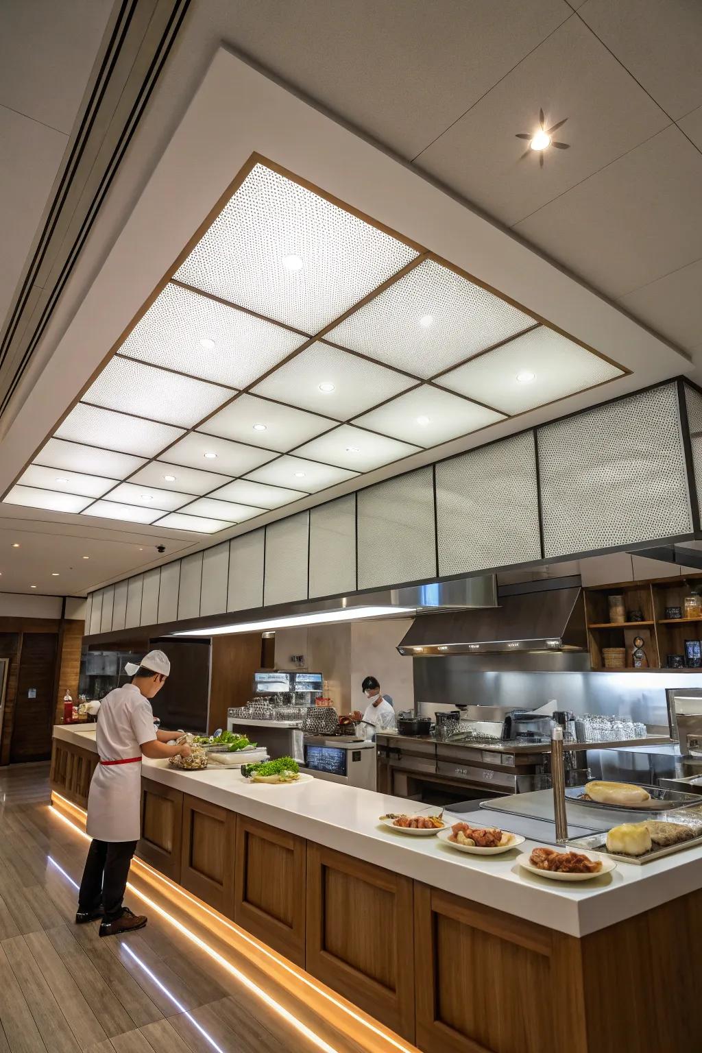 LED ceiling panels offer bright, uniform lighting essential for any busy kitchen. #KitchenLighting #LED