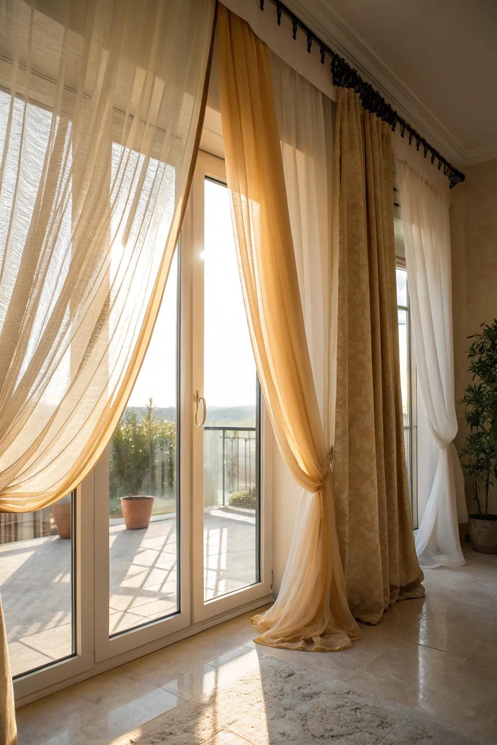 Elegant long drapes bring a touch of sophistication to any room.