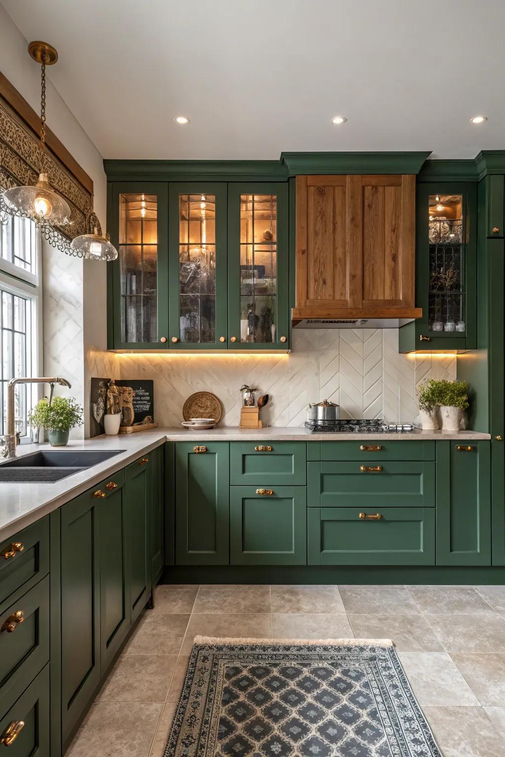 Transform your kitchen with elegant green cabinetry for a fresh, natural look.