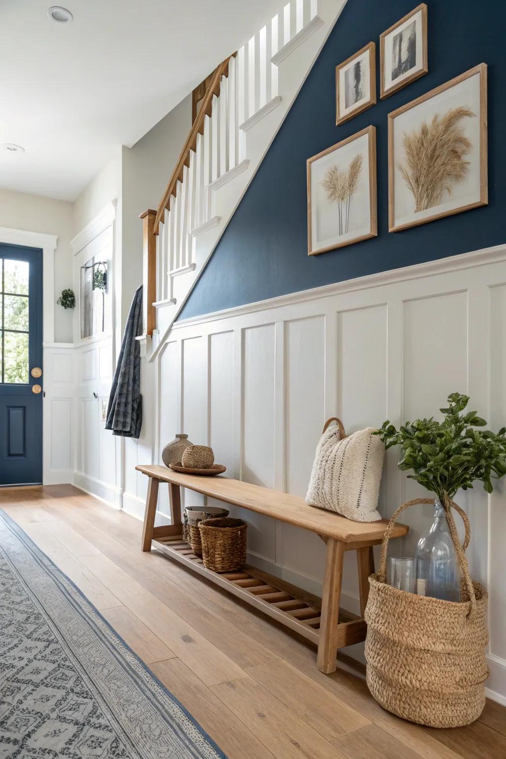Bold color contrasts make your hallway a standout feature. #ColorPop #InteriorDesign