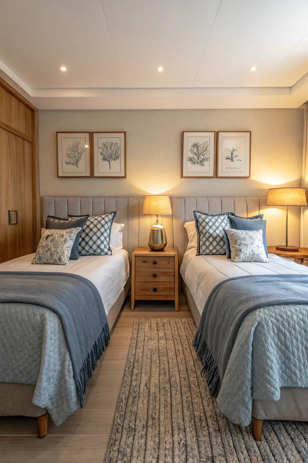 Symmetry at its finest, creating a balanced and inviting space. #SymmetryInDesign #BedroomGoals