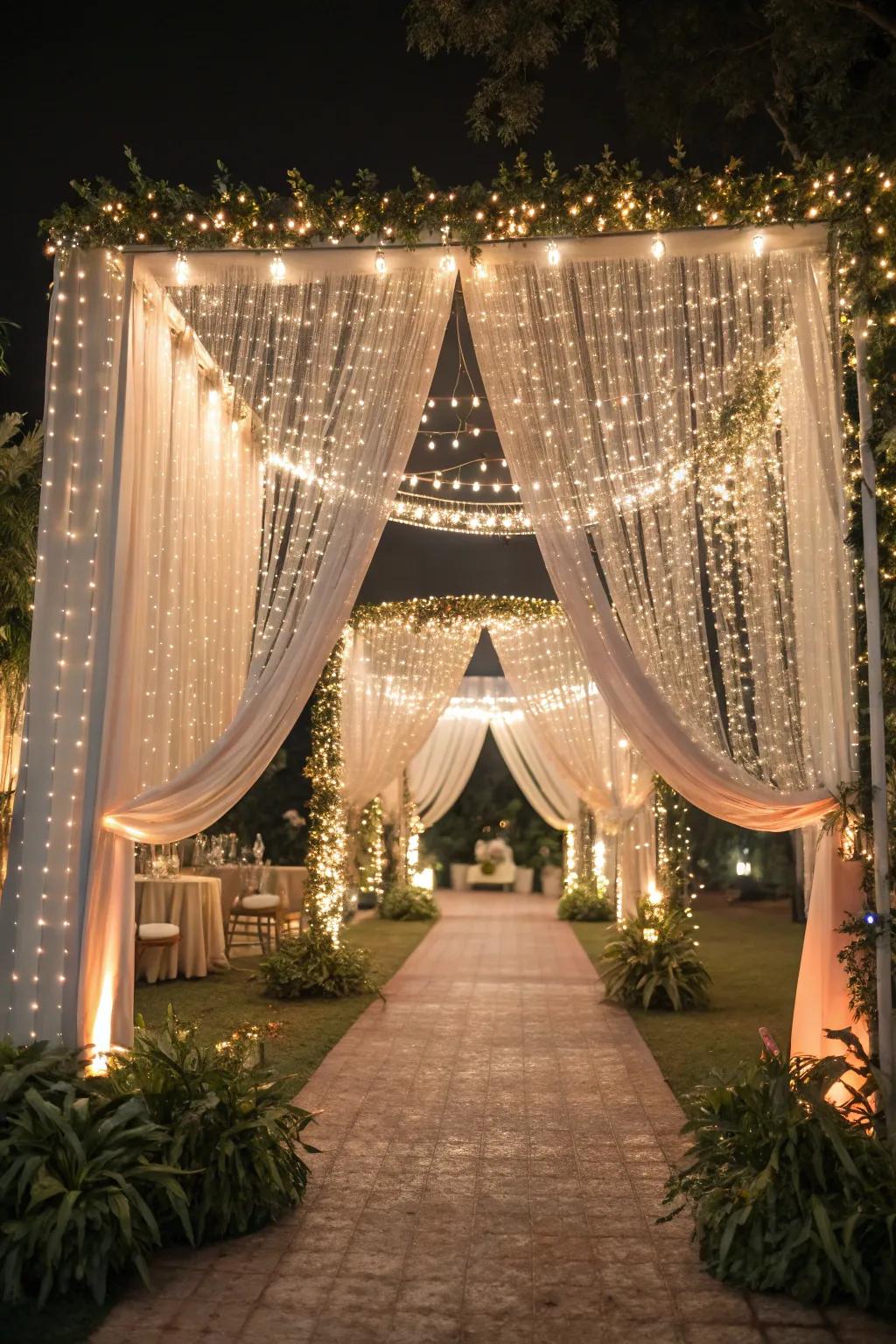 Create a wonderland with fairy lights that twinkle like stars overhead.