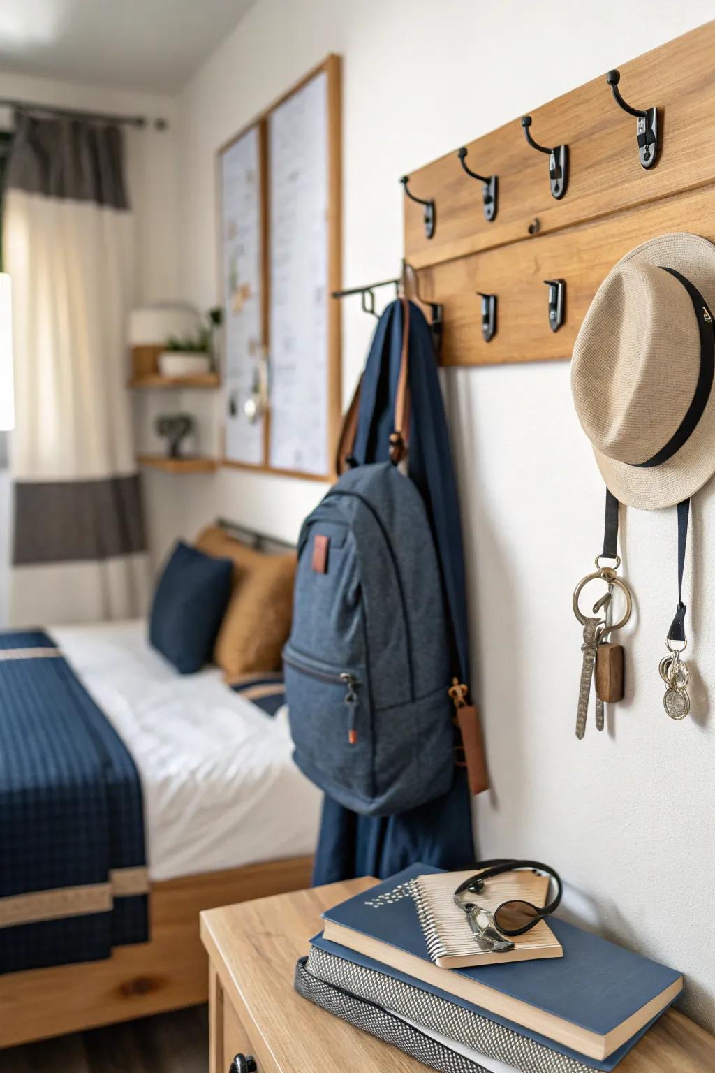 Personalized hooks are a practical and stylish addition to your dorm room.