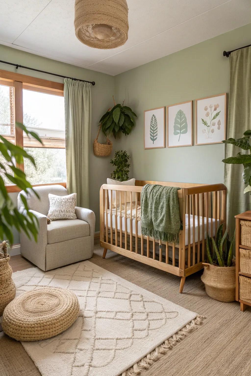 Eco-friendly choices create a nurturing and sustainable nursing environment.