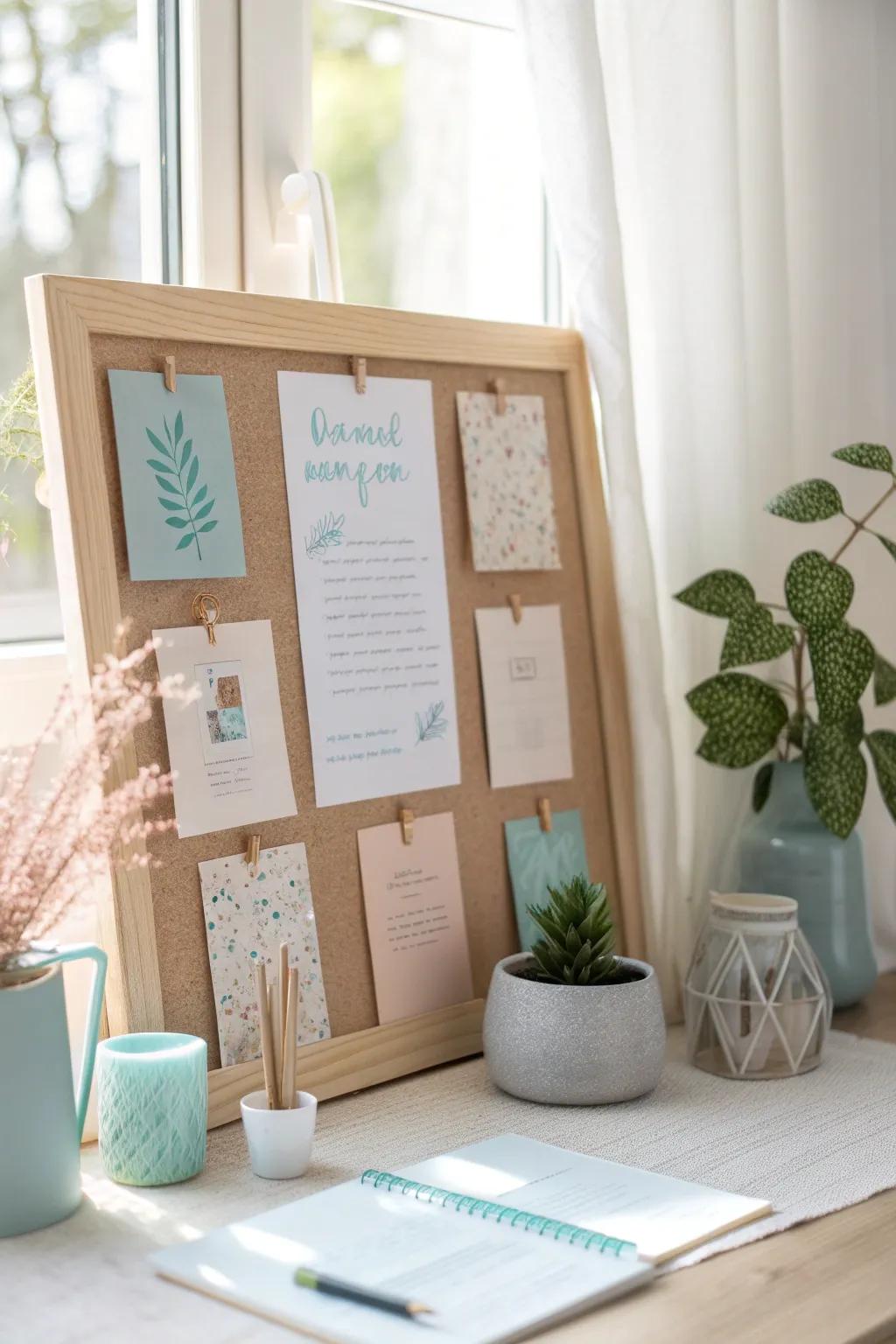 Spread positivity in the office with a board full of encouraging words and vibrant colors.