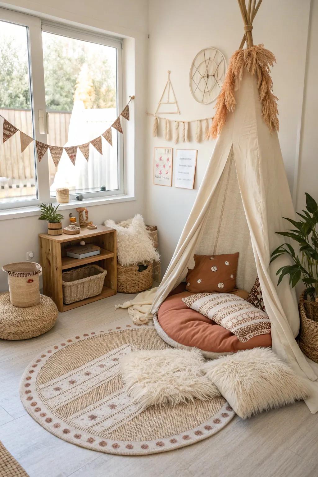 Create a cozy learning corner with soft textiles that invite students to settle in and explore.