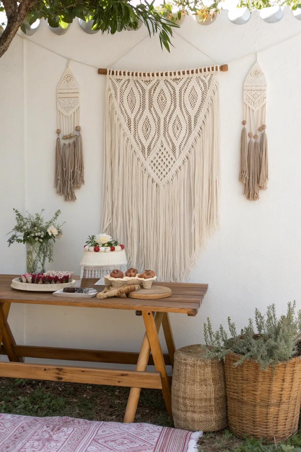 Macramé details bring a touch of artistry and texture to your boho decor.