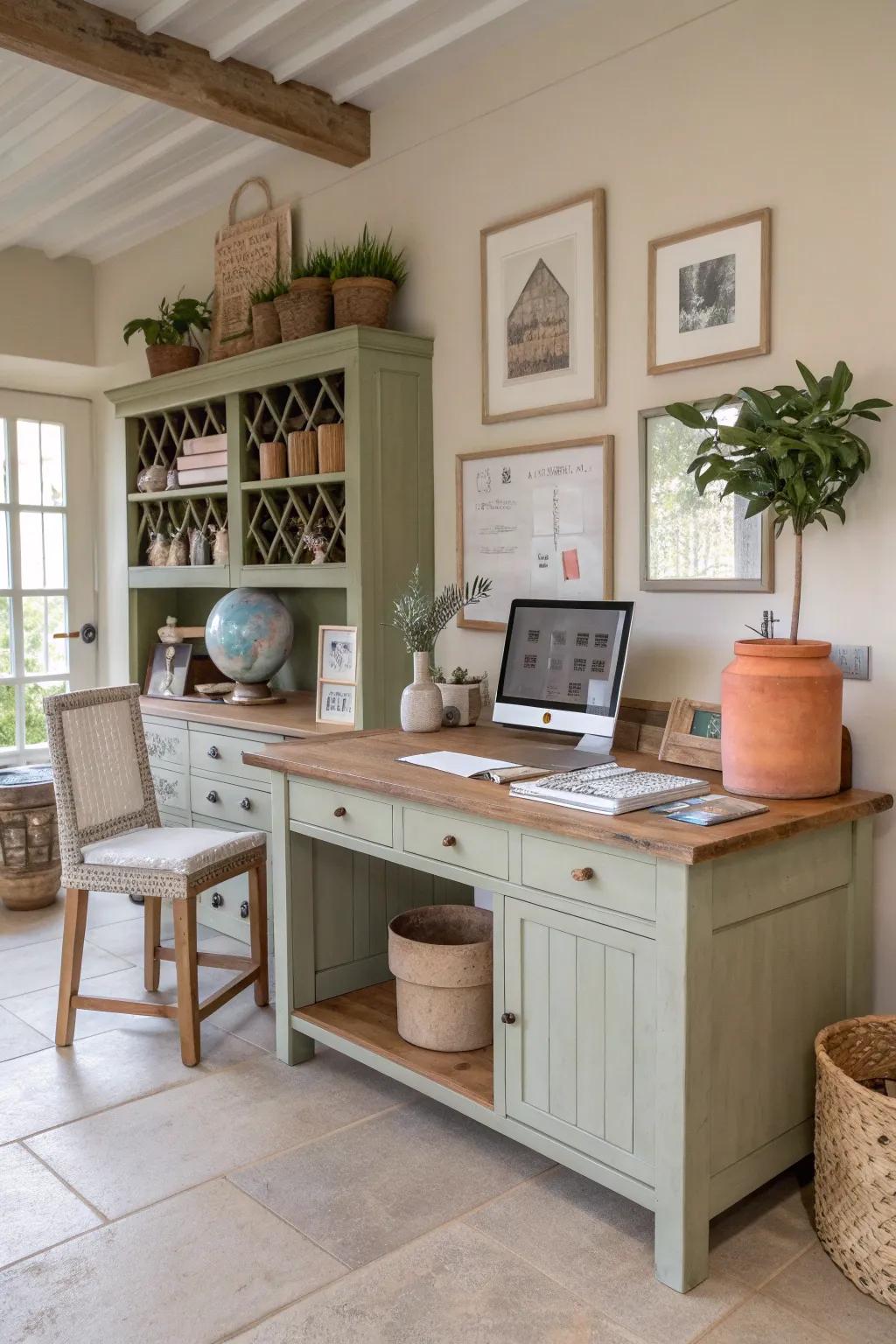 Functional design meets rustic charm in this efficient workspace.