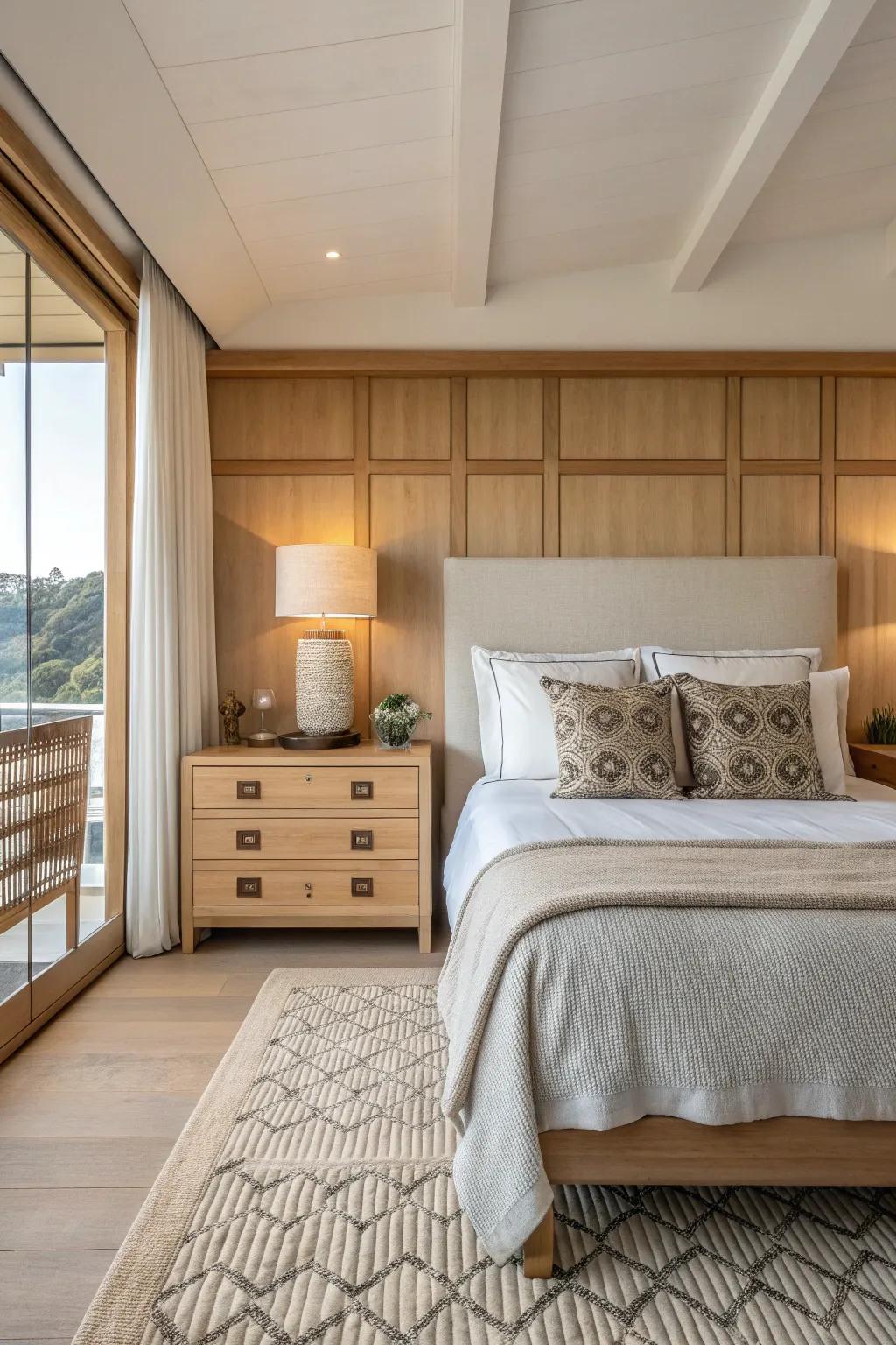 Achieve visual harmony with symmetrical nightstands that promote balance and tranquility.