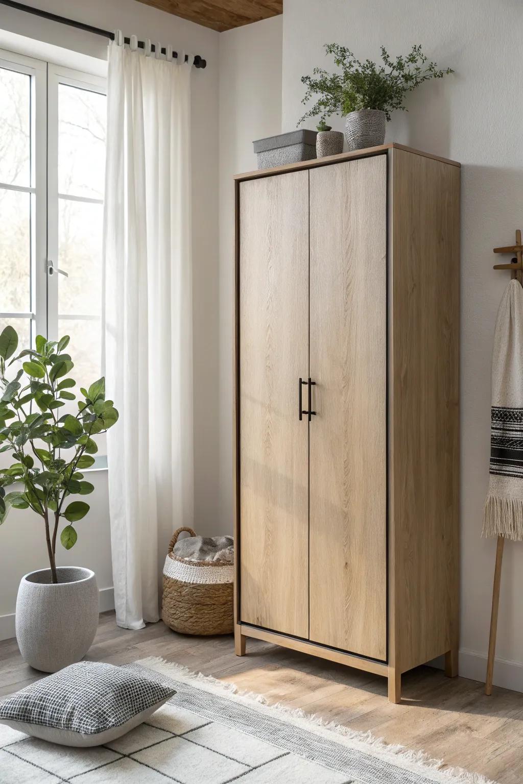 Embrace minimalism with a sleek pantry cabinet that offers ample storage while staying understated.