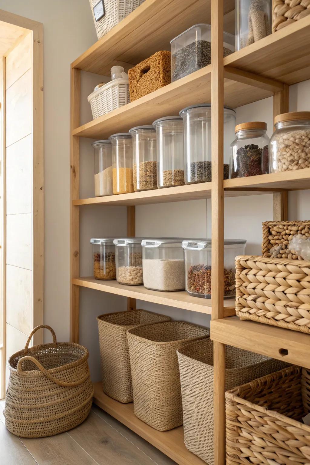 See through the clutter with transparent containers that make finding essentials a breeze.