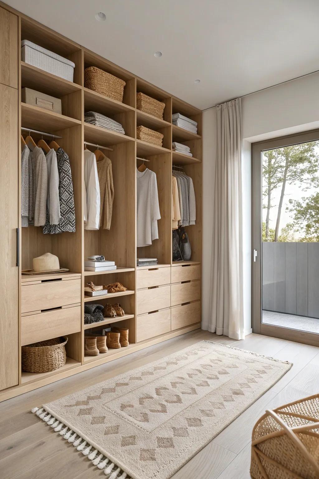 Open shelves turn your closet into a stylish display space.