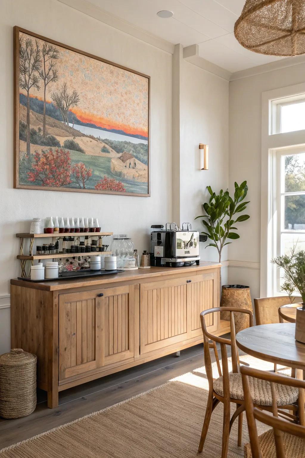 Add an artistic touch to your coffee bar with a striking piece of art. 🎨 #ArtfulLiving #CoffeeArt