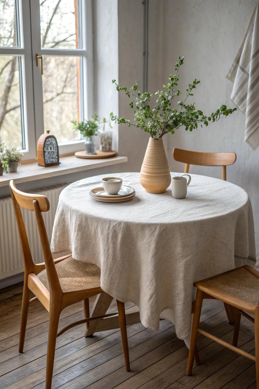 A round table creates an intimate setting for dining and chats. 🍽️ #DiningNook #InteriorDesign