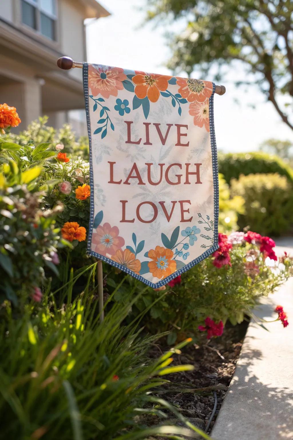 Let your garden speak with flags that inspire and uplift every day. 🌼 #InspirationalDecor #PositiveVibes