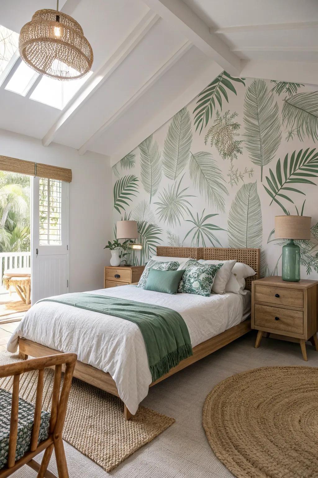 Bring the tropics indoors with vibrant patterns that make your room pop. 🌴 #TropicalVibes #HomeDecor