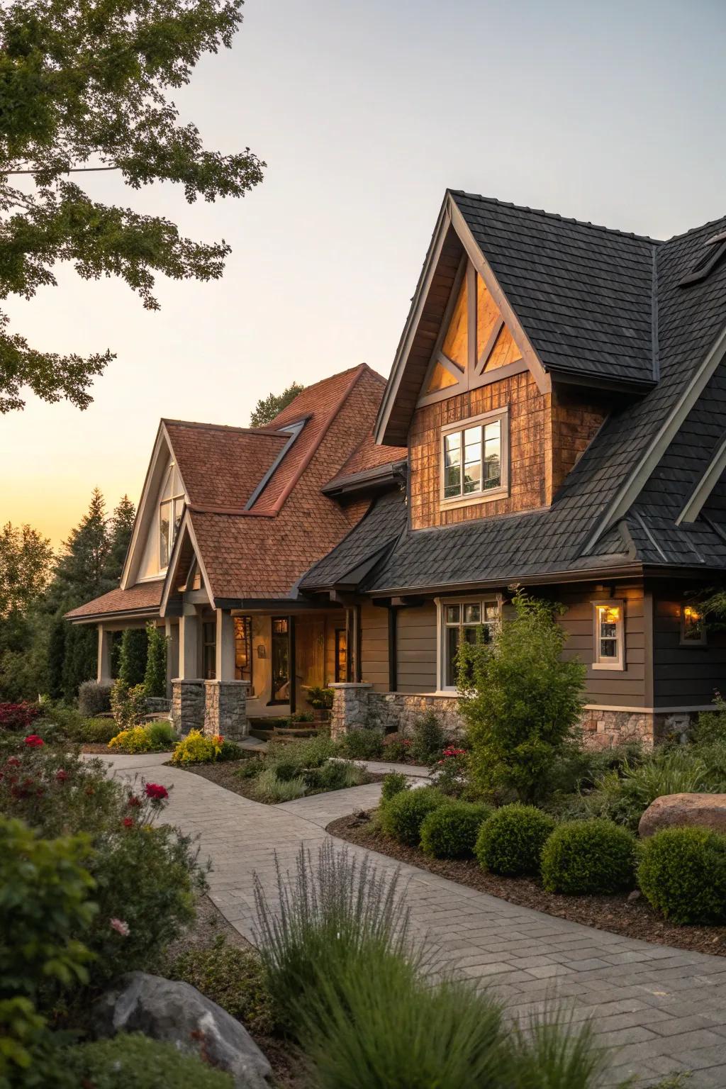 Layered rooflines bring depth and character to this architectural masterpiece. 🌟 #ArchitecturalDesign #DynamicRoof