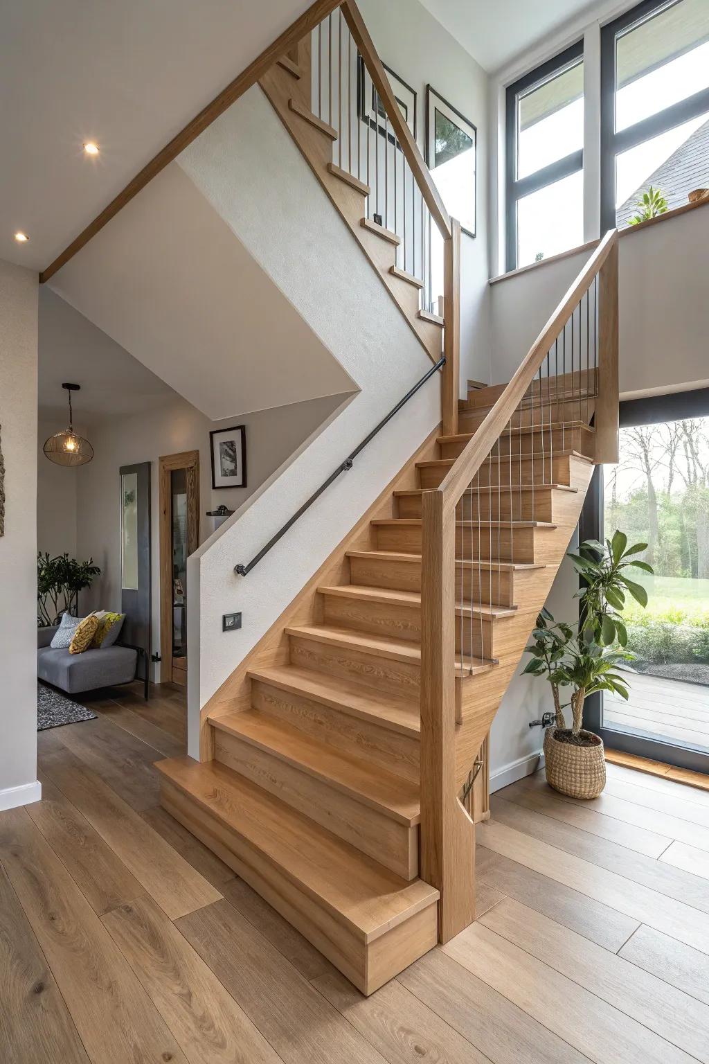 Minimalism at its finest, this staircase is a testament to the beauty of simplicity. ✨ #ModernDesign #MinimalistHome