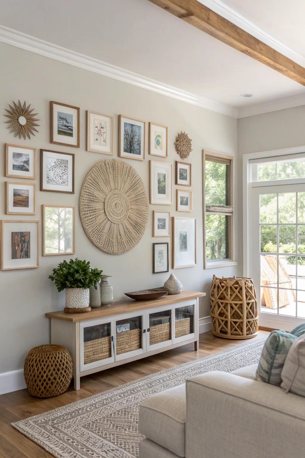 Create a gallery wall that tells your story with art and memories. 🎨 #GalleryWall #LivingRoomGoals