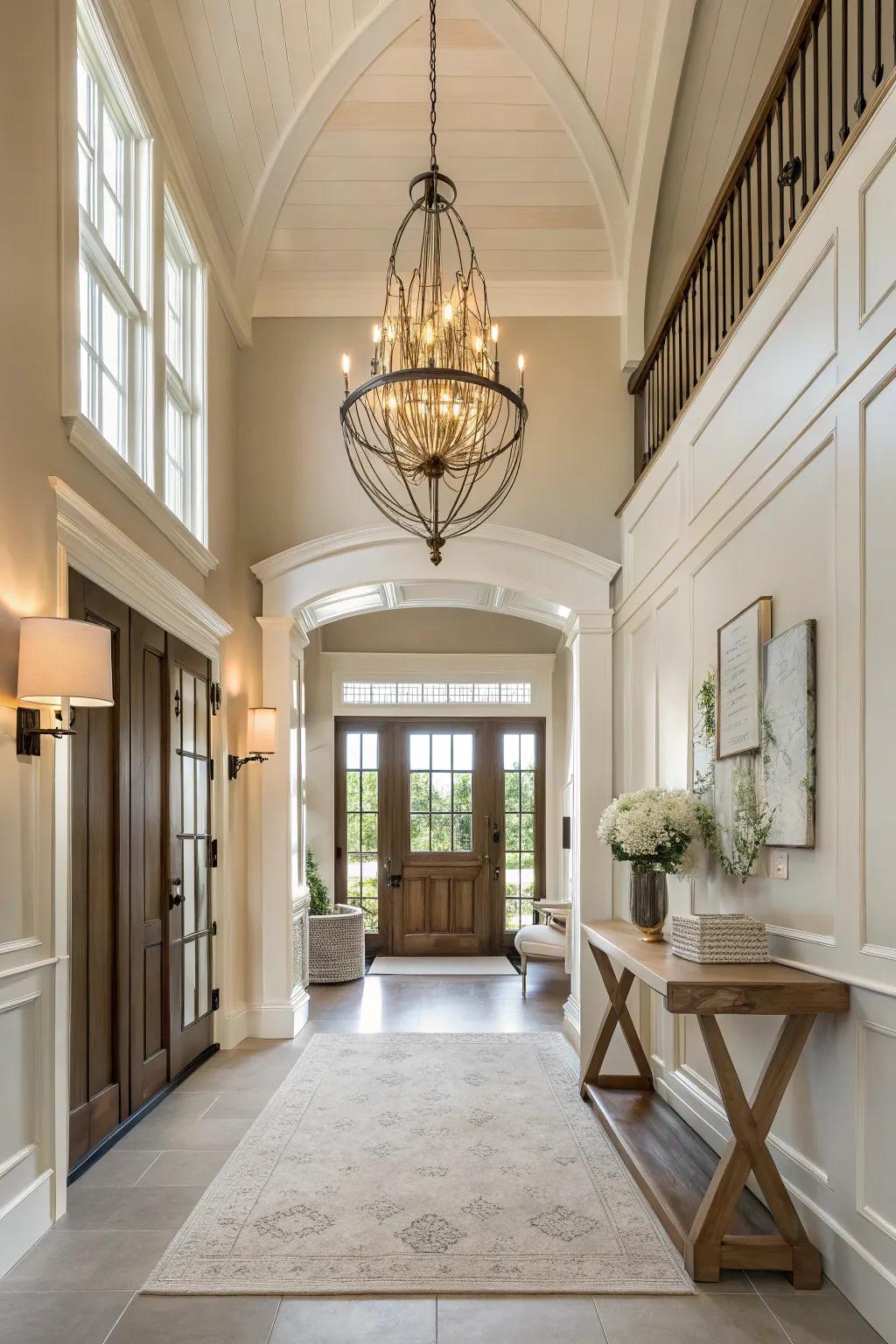 An entryway that speaks volumes, welcoming you with grandeur and sophistication. 🏡✨ #EntrywayGoals #HomeDesign