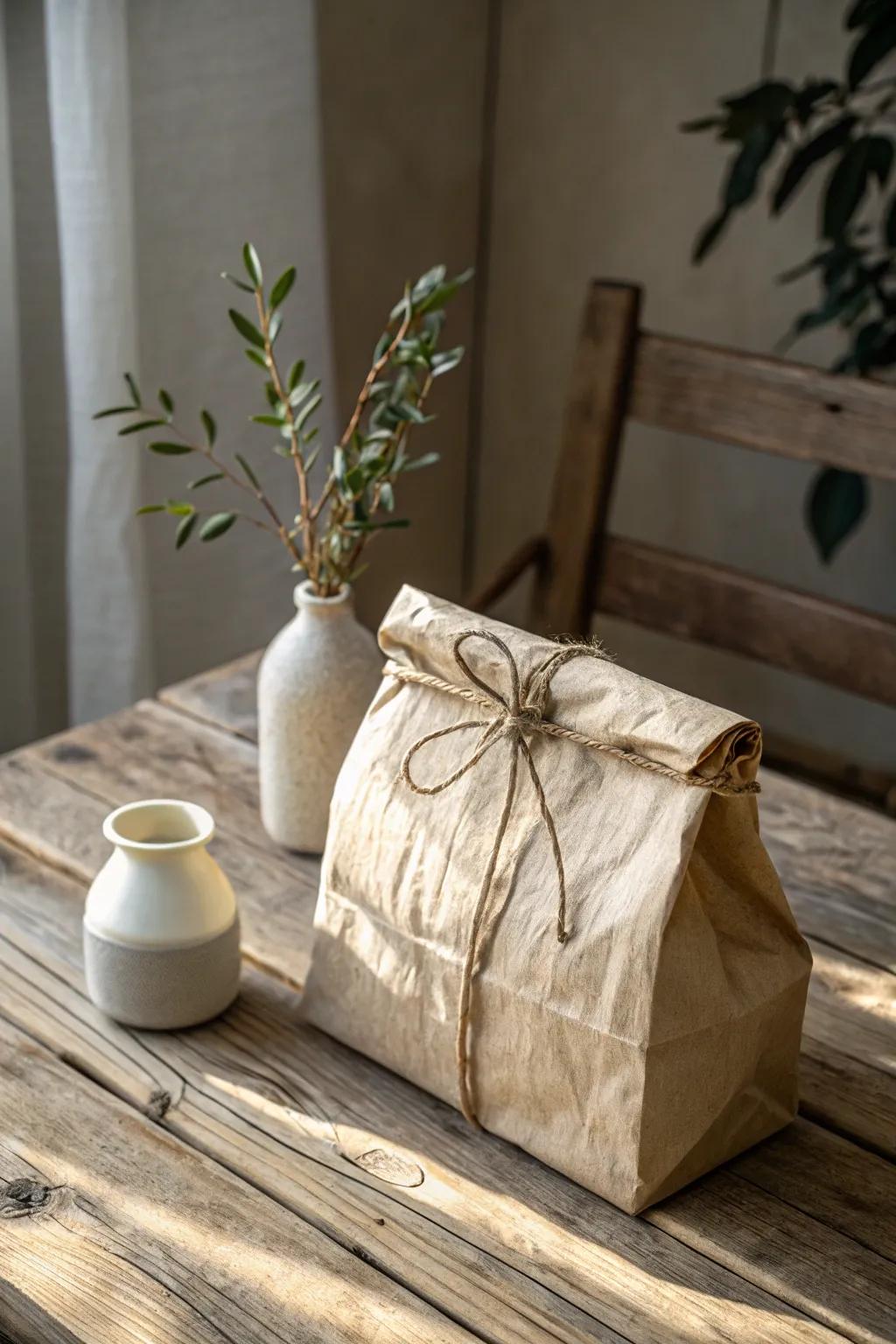 Embrace rustic charm with these burlap-wrapped bags, perfect for any cozy gathering. #RusticDecor #DIYDecor 🌿