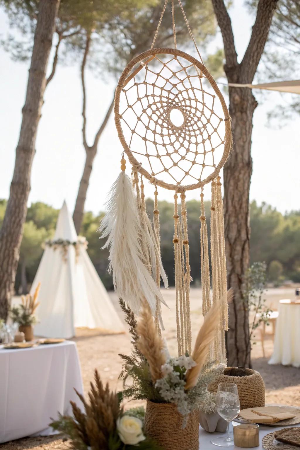 Dreamcatchers add a whimsical and mystical touch to any boho party setting.