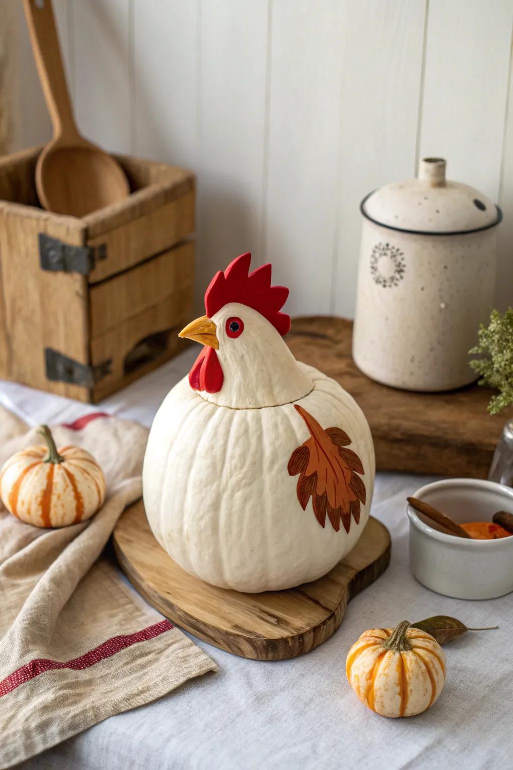 These chirpy chicken pumpkins will have you clucking with joy all season long.