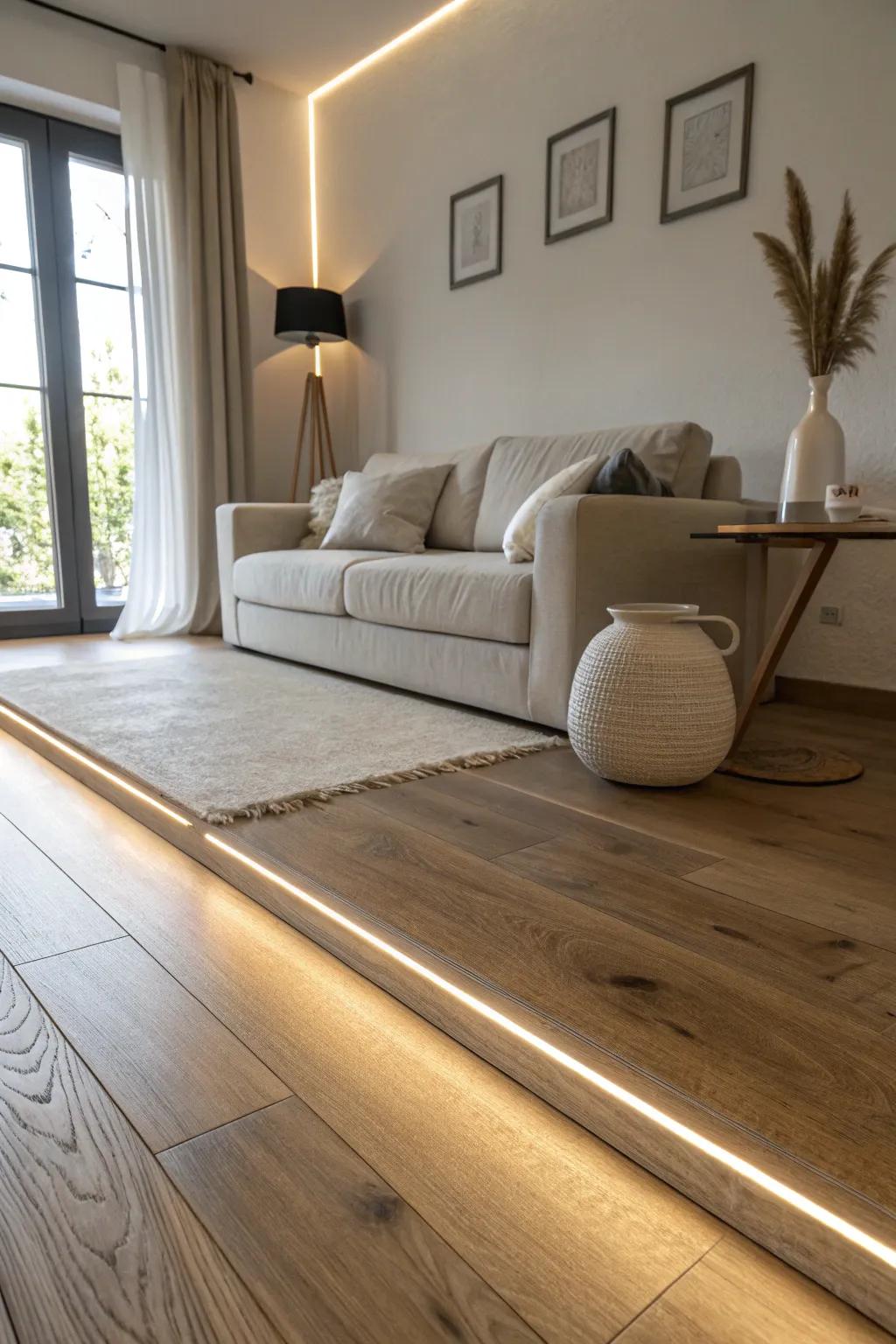 Illuminate your space with LED-integrated moldings for a modern and practical design solution.