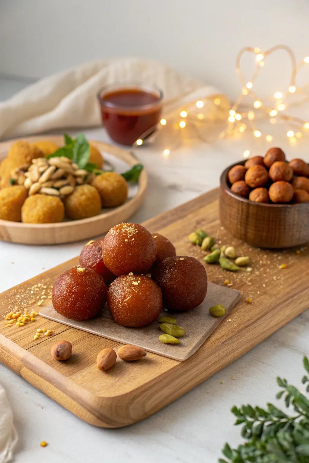 Satisfy your sweet cravings with traditional Indian sweets that add a festive touch.